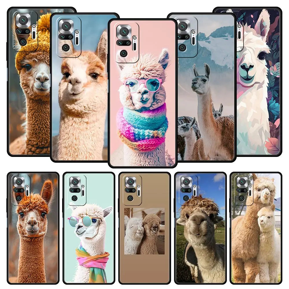 Kawaii Alpaca lovely Phone Case For Xiaomi Redmi Note 13 12 5G 11 10 Pro Plus 4G 9S 9 8 7 9T 13C 12C 10C 9C 9A Silicone Cover