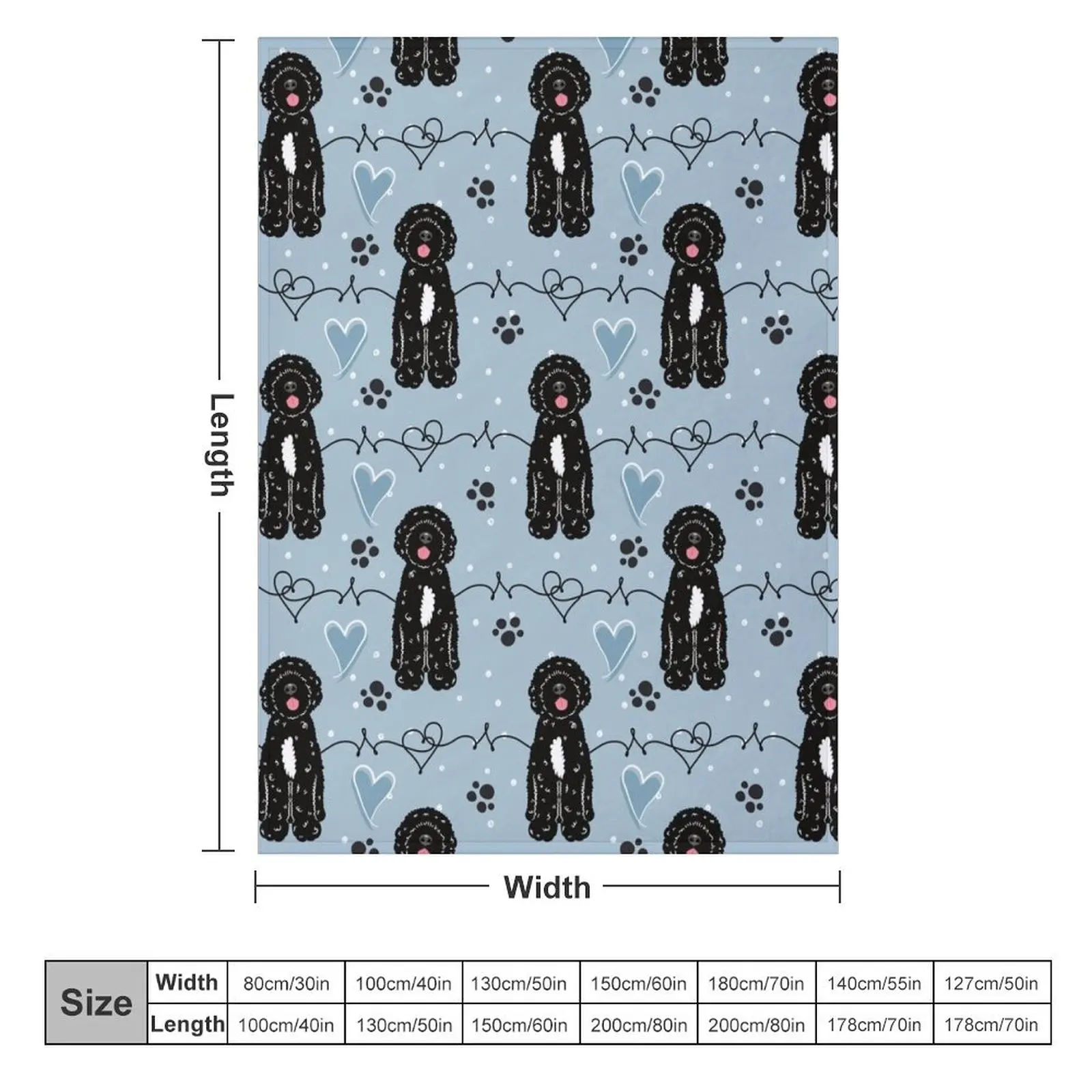 Love Black White Portuguese Water Dog Throw Blanket Luxury Flannel Decorative Sofas Flannel Fabric Blankets