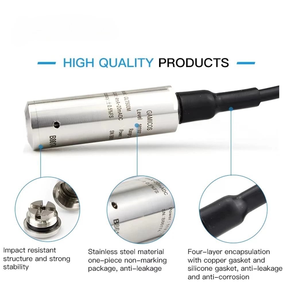 GAMICOS Factory CE RoHs Approved RS485 4-20ma Submersible Water Tank Level Sensor