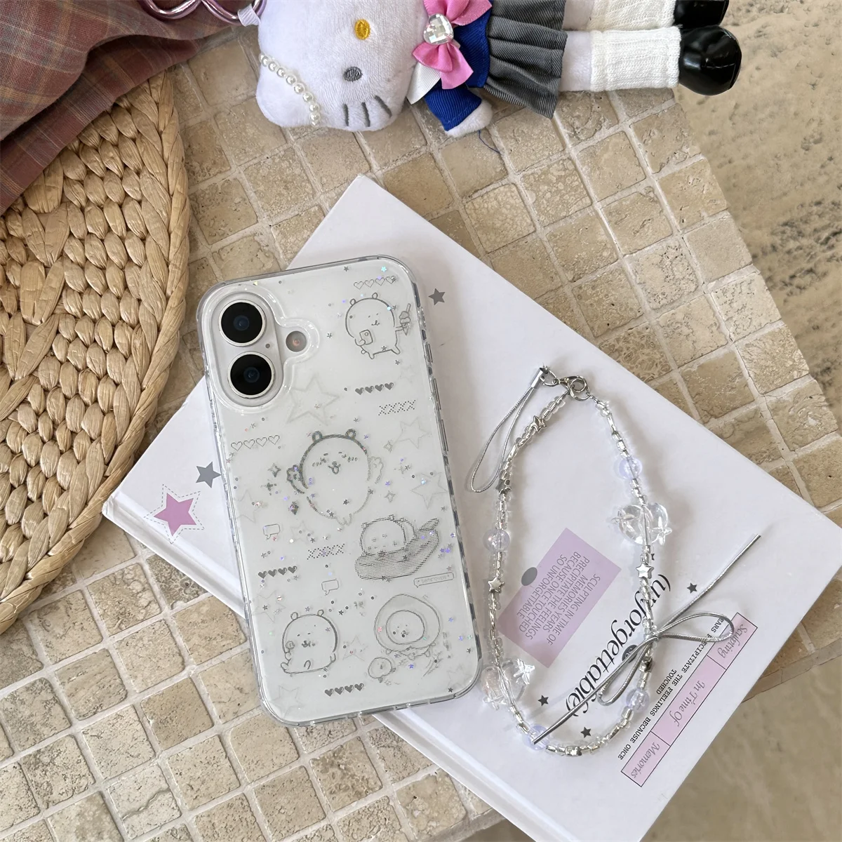 

Pink and cute striped little bear Phone Case For iPhone 16 15 14 13 Pro Max fundas iphone 15 case Protective cover Fashion Girls