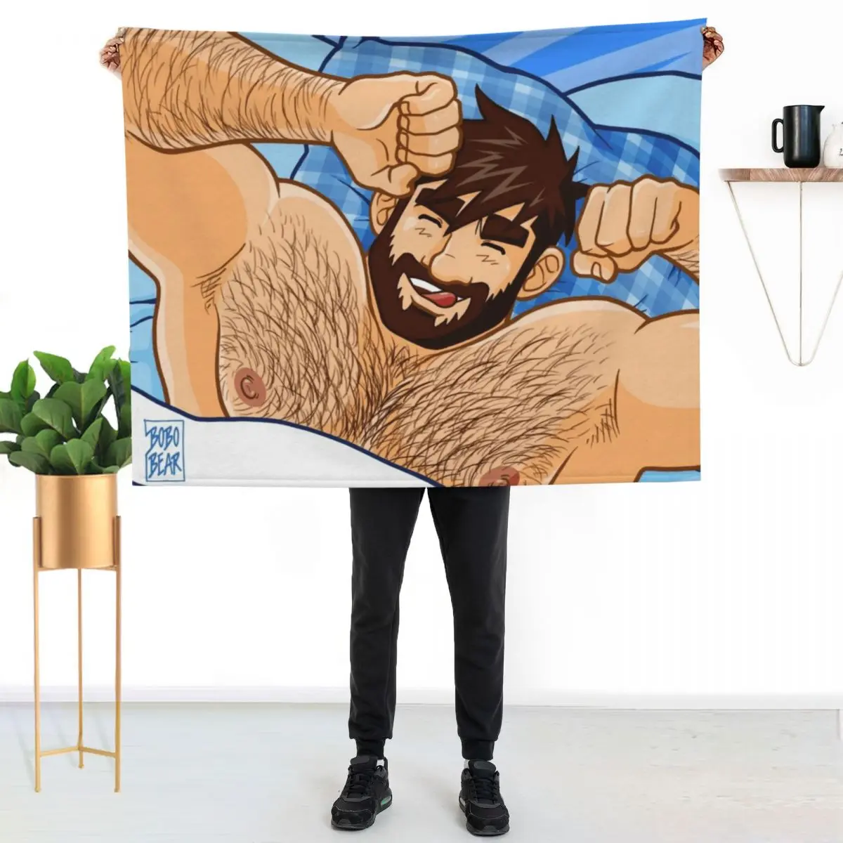 

ADAM LIKES BEDTIME Throw Blanket Modern Design Soft Blanket for Home Decor