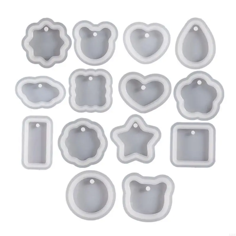 

N2UE 12 Pcs Geometric Silicone Molds DIY Keychain Pendant Molds Easy to Clean