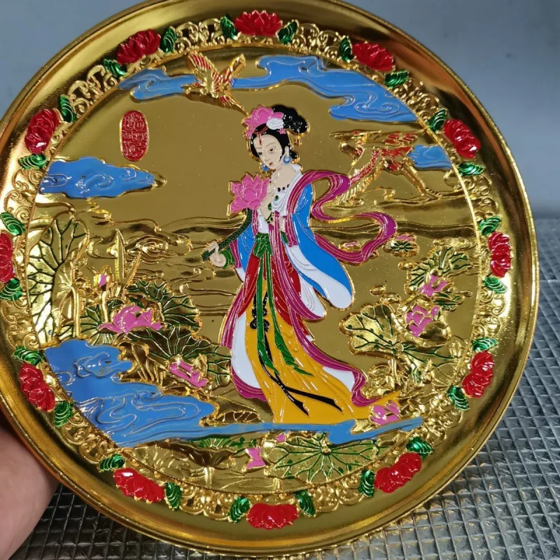 Kangxi Year Painted Fairy Gilding Plate Retro Furnishings Decorative Crafts Desktop Early Qing Dynasty Decoration