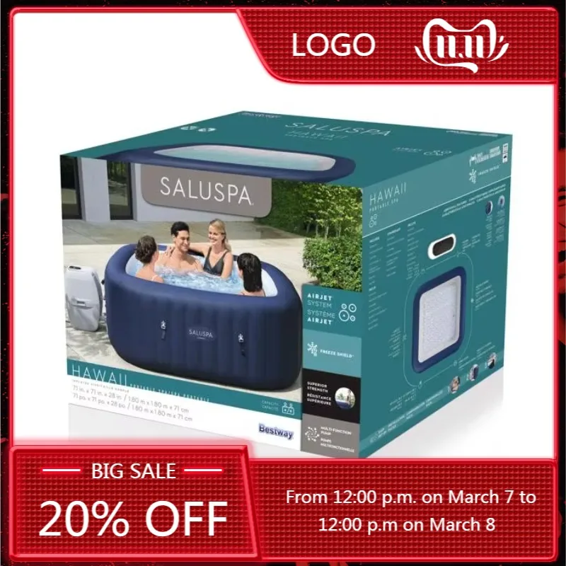 

STLF 2025 60022 1.80m X 1.80m X 66cm Hawaii AirJet square Hot Tub 4-6 Adults