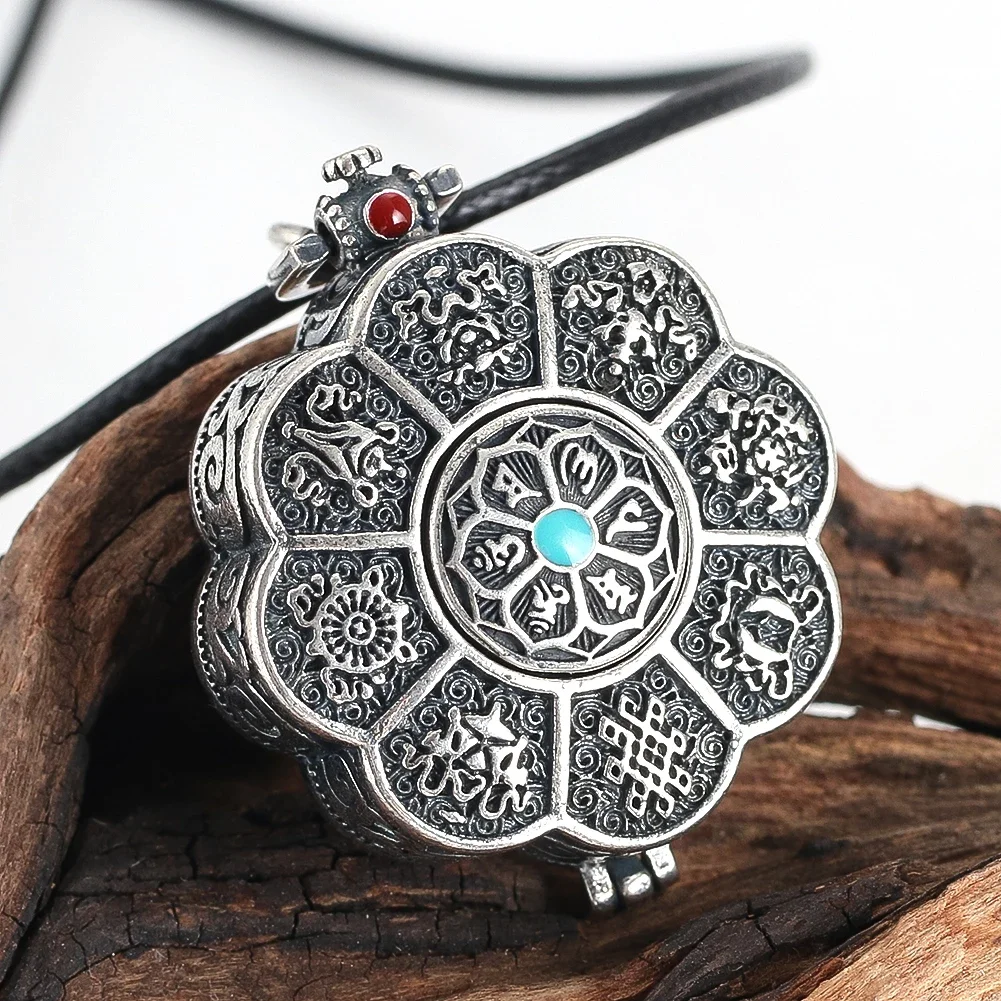 

Cupronickel Jixiang Five Fortune Box Pendant Necklace Metal Lotus Pendant Necklace Lucky Amulet Jewelry Necklace Accessories