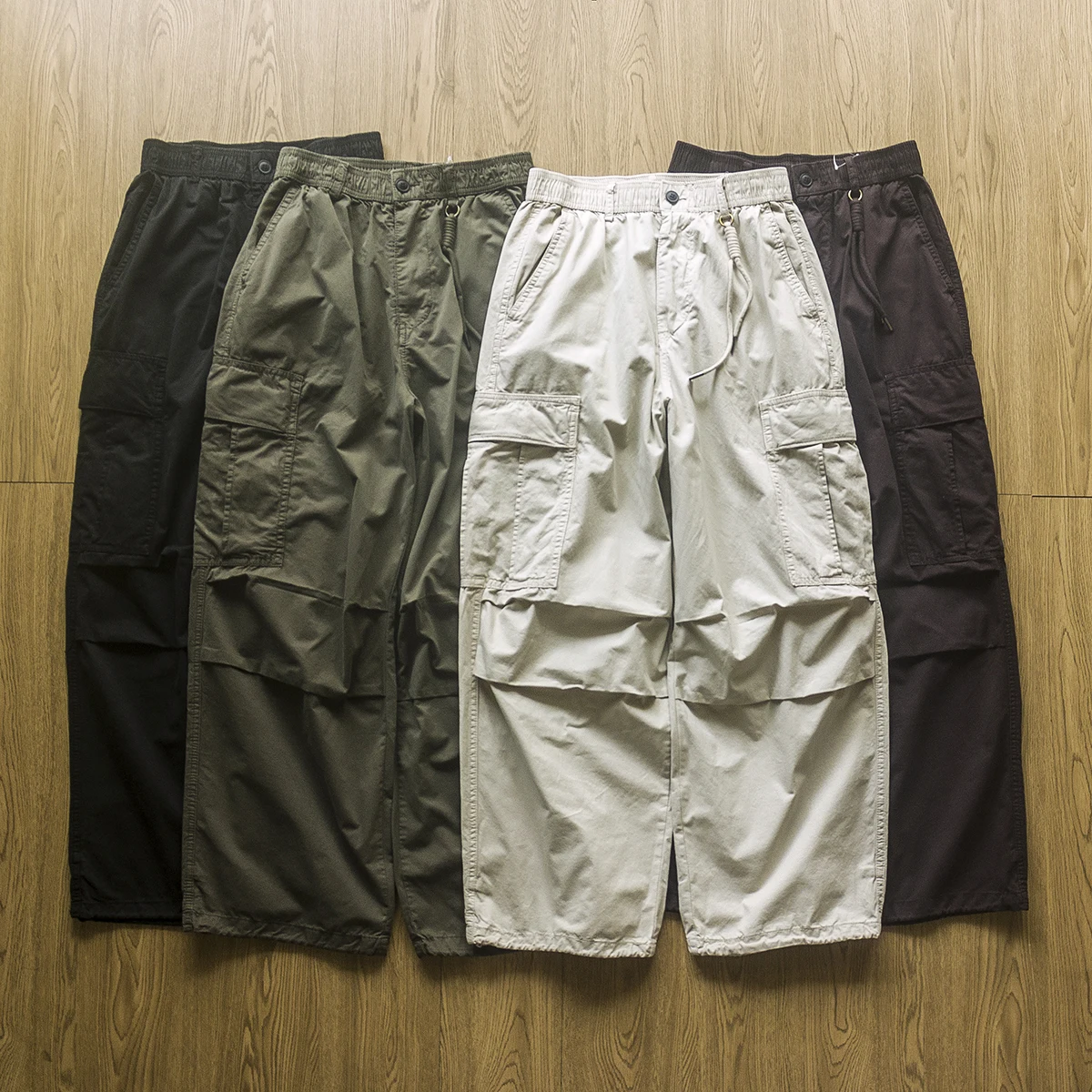 

Японские брюки спецодежды с широкими штанинами в стиле ретро, регулируемые мужские брюки десантника с восковой краской, модные повседневные брюки