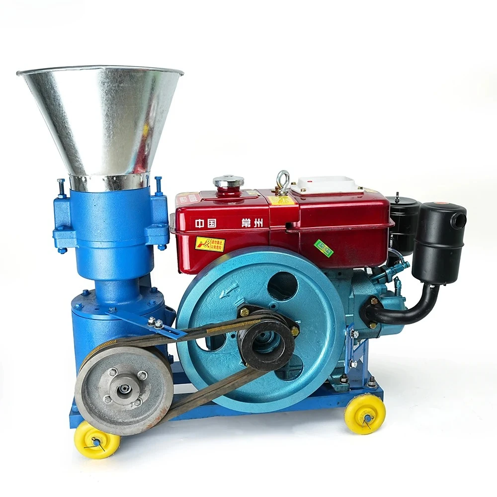 Diesel Engine Feed Pellet Machine 6HP Animal Poultry Farm Production Pelletizer Making Machine 8HP Diesel Wood Pellet Machine
