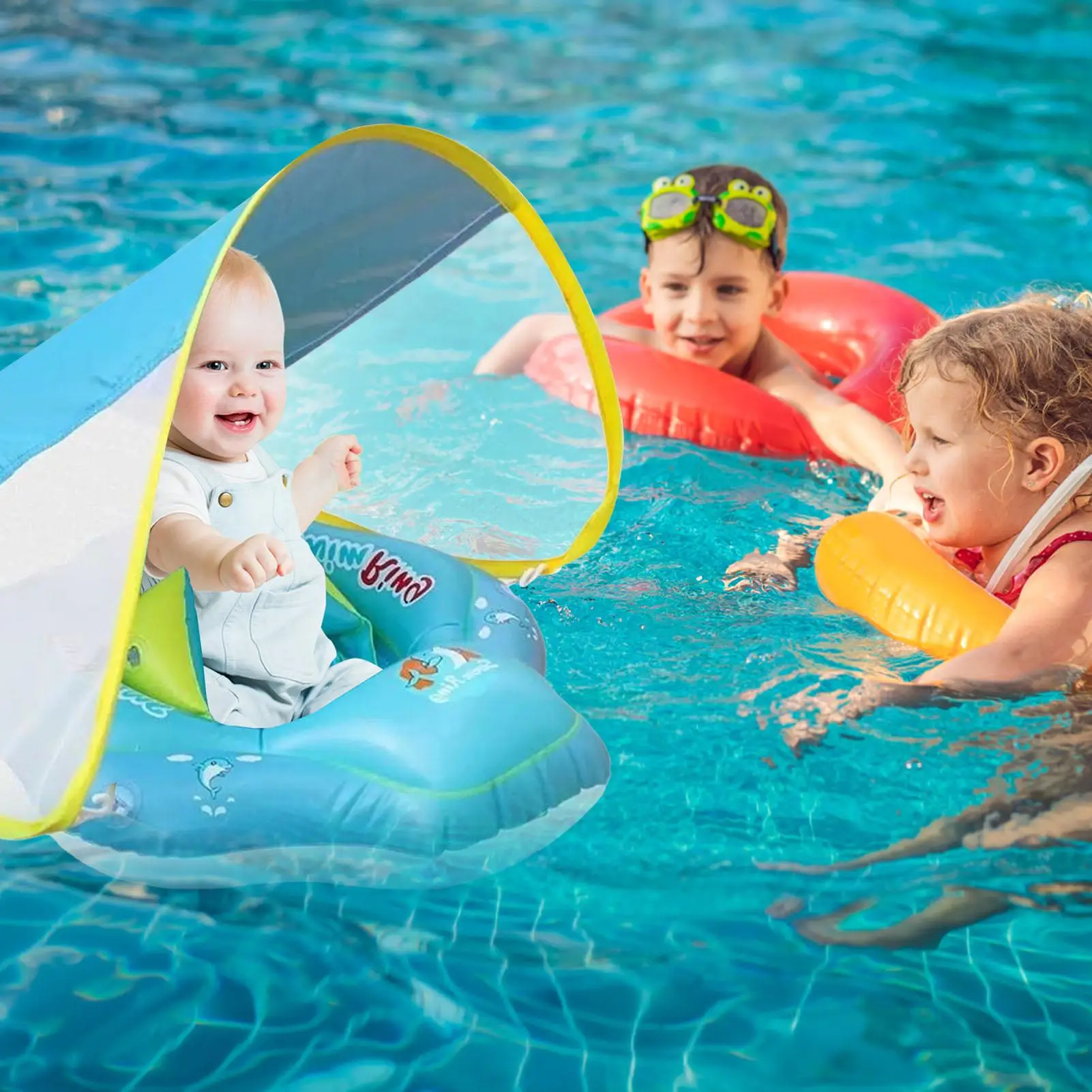 Babyzwemvlotter Verstelbare veiligheidszitje Veiligheidszitje Opblaasbaar speelgoedspel Antislip voor peuter 3-36 maanden Kinderen Waterstrand