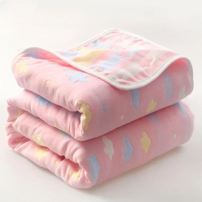 High Quality Cotton Sheet Six Layer Gauze Towel Quilt Summer Cool Blanket Children\'s Baby Blanket Adult Blanket Bedding