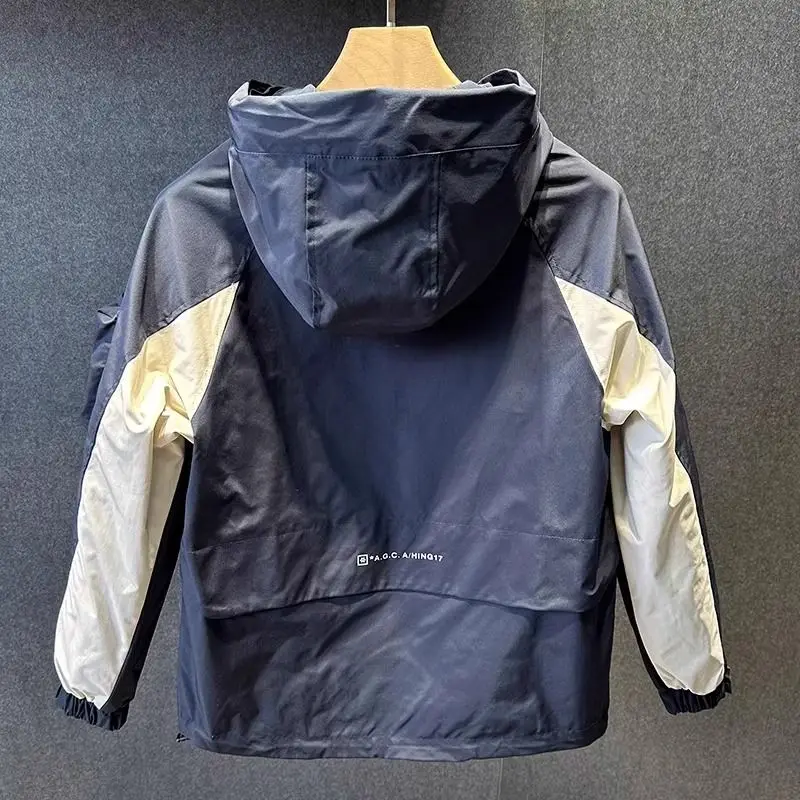 2025 Spring and Autumn Hooded Men's Fashion Zipper Trendy Tooling Loose Casual Versatile Jacket