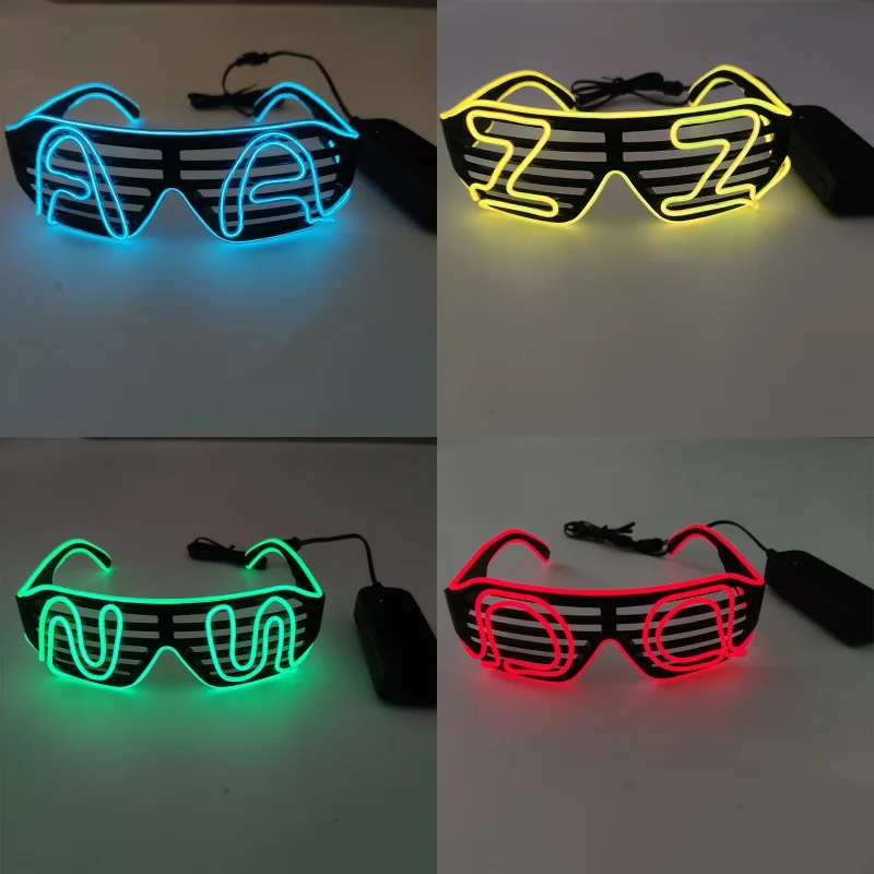EL Draad Fluorescerende LED Sluiter Bril Persoonlijkheid Light up Brief Bril Mannen Vrouwen Nachtclub Knipperende Bril Brillen Rekwisieten