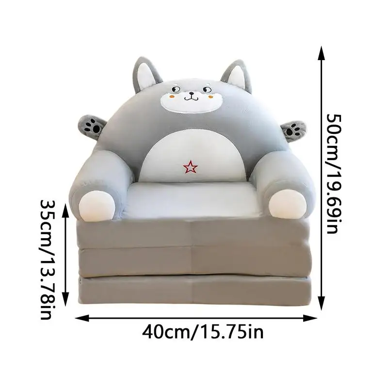 Kids Fold Out Couch Plush Cartoon Folding Out Chair Toddler Comfy Lounge Mini Sofa Children Home Portable Flip Open Kids Couch