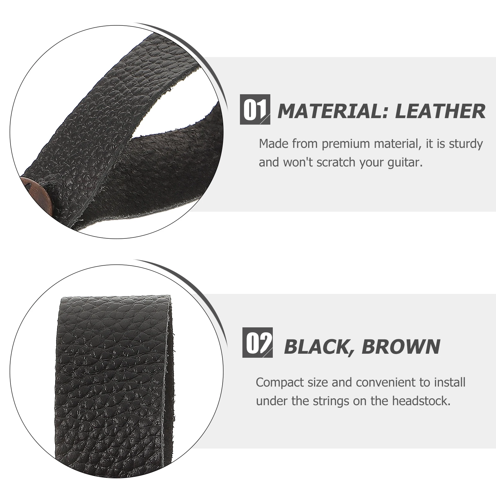 

2 Pcs Guitar Neck Band Strap Accessories Straps Lock Button Tie Cowhide Headstock