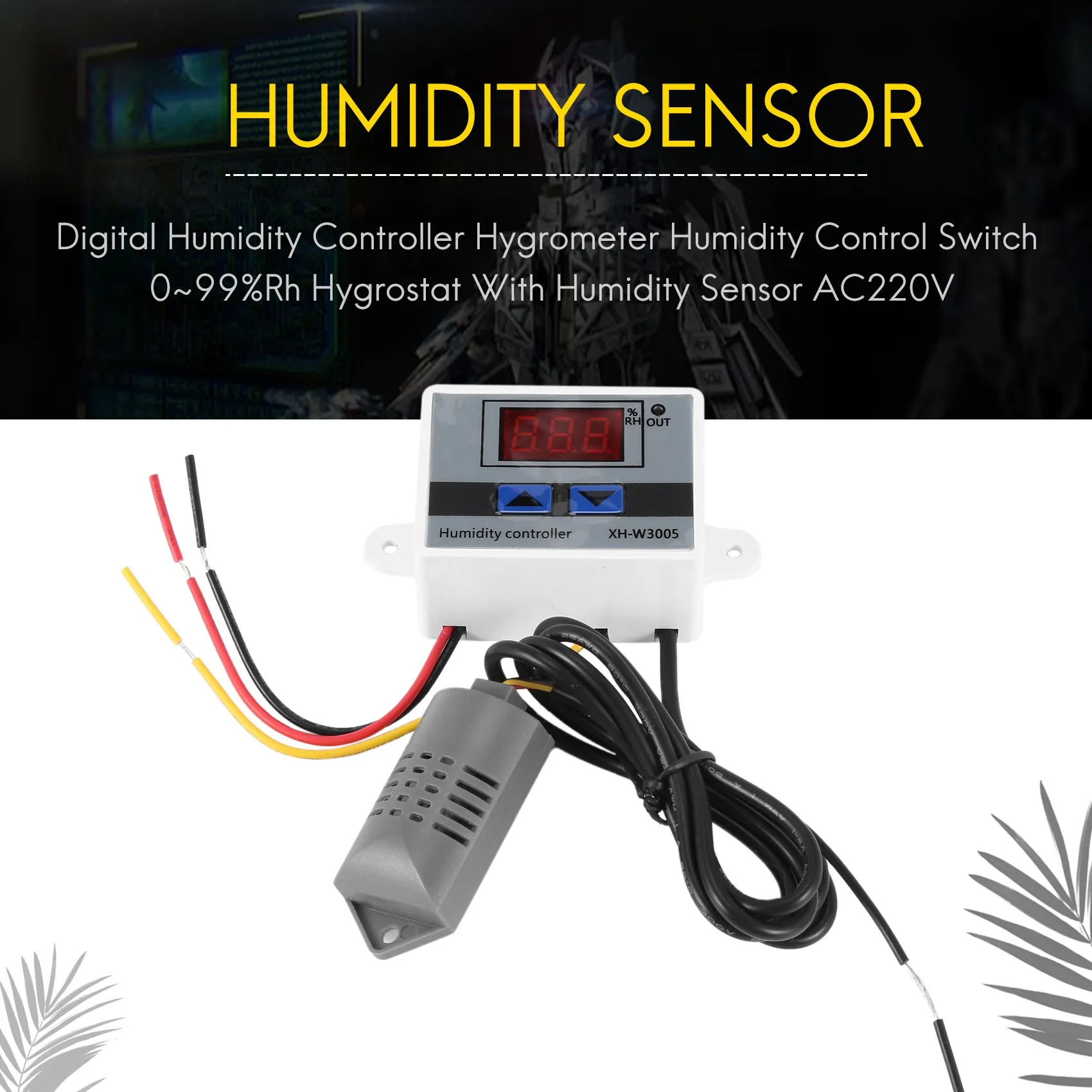 Imagem -03 - Controlador de Umidade Digital Higrômetro Interruptor de Controle Higrostato com Sensor de Umidade ac 220v a 99 hz