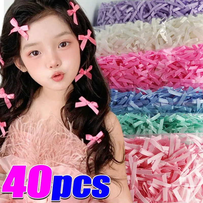 

40pcs Korean Sweet Bowknot Hairclips Colorful Cute Hairpins Ribbon Silk Bow Clip for Women Girls Headwear Barrettes Accessories