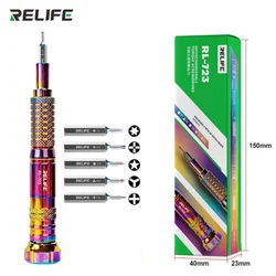 RELIFE RL-723 5 in 1 Interchangeable Screw Torque Screwdriver Set Superhard Magnetic Adsorption for Mobile Phones Repair Tools