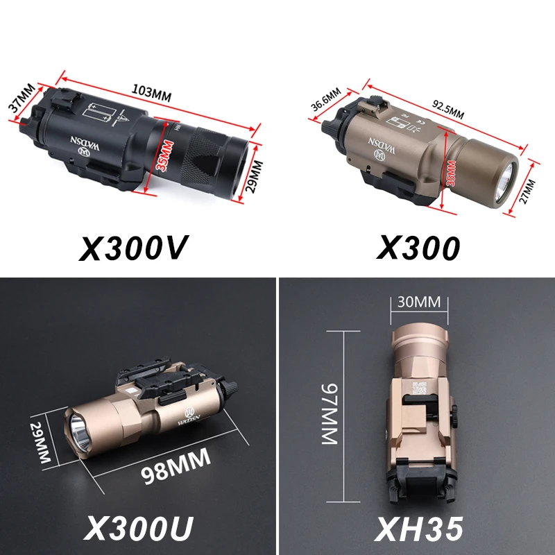 wadsn Surefir X300U X300 Ultra XH35 X300V Tactical Flashlight gun Metal Pistol Scout  lamp Airsoft Hunting Weapons Strobe Light