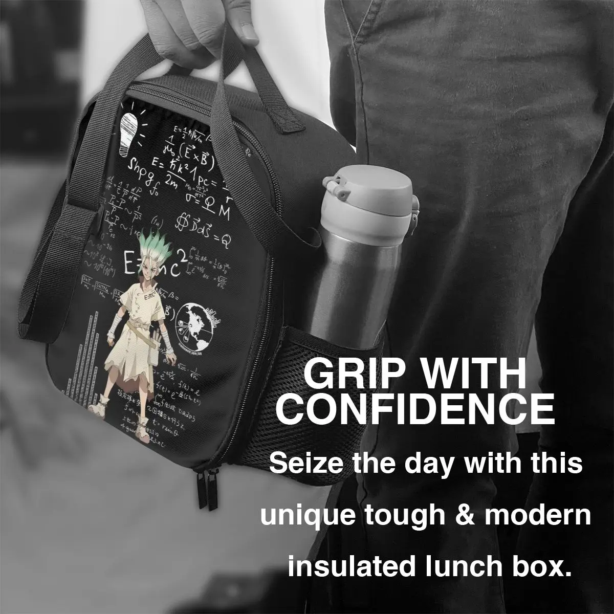 Senku Ishigami Dr Stone Apan أنيمي معزول حقيبة الغداء للنساء الأطفال المحمولة صناديق الطعام صندوق غداء حراري حمل