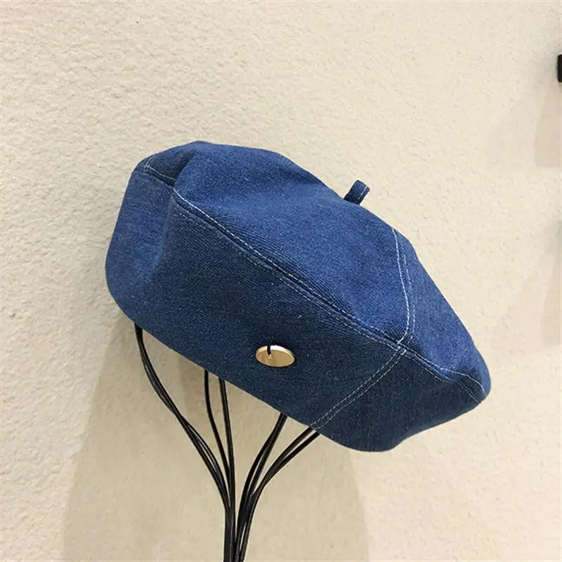 Frauen Denim Baskenmütze Hut Jeans Barette Maler Hüte Frühling Beanie Hut Retro Achteckige Kappe Weibliche Damen Outdoor Freizeit Visier kappen