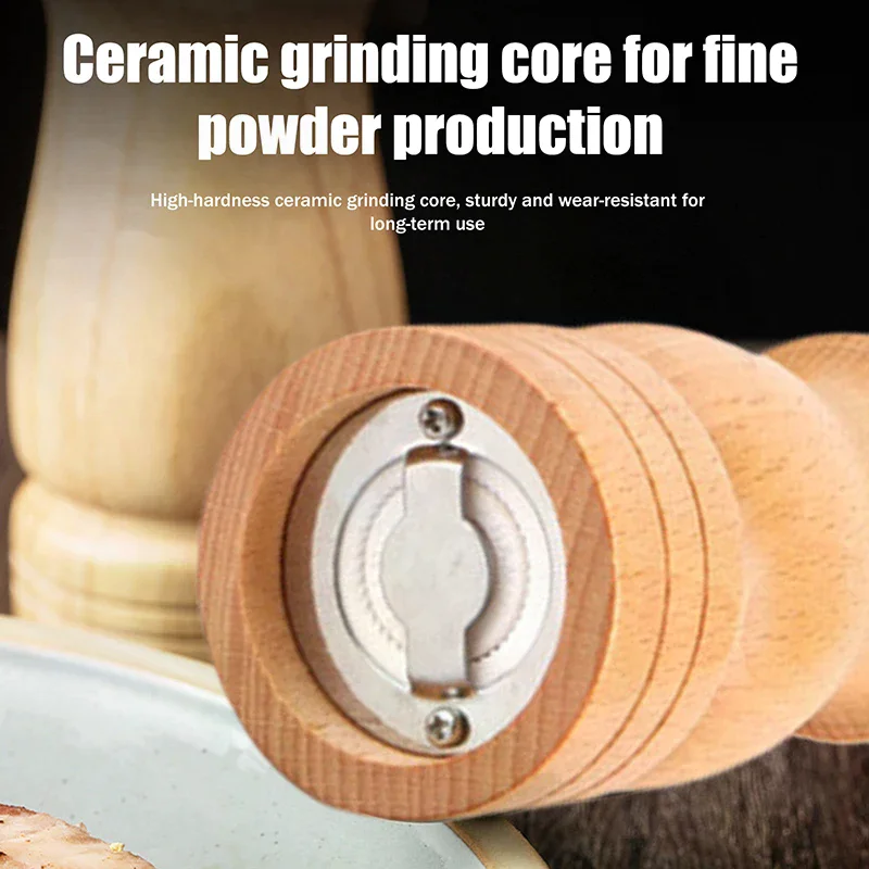 Molino de Pimienta de Madera Esencial para la Cocina, Molinillo Ajustable para un Sabor Fresco, Mecanismo de Cerámica, Regalo Perfecto para el Hogar o para Anfitriones, 3 Tamaños