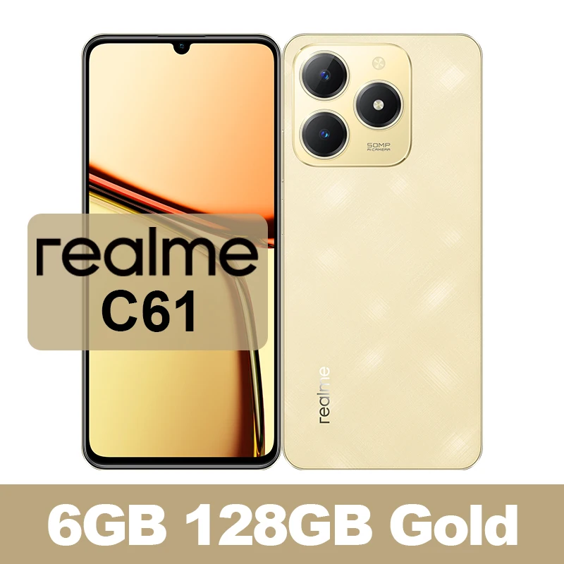 Top! World PremiereRussian Version realme C61 Smartphone 5000mAh Battery 15W SUPERVOOC Charge 50MP AI Camera 90Hz Display NFC