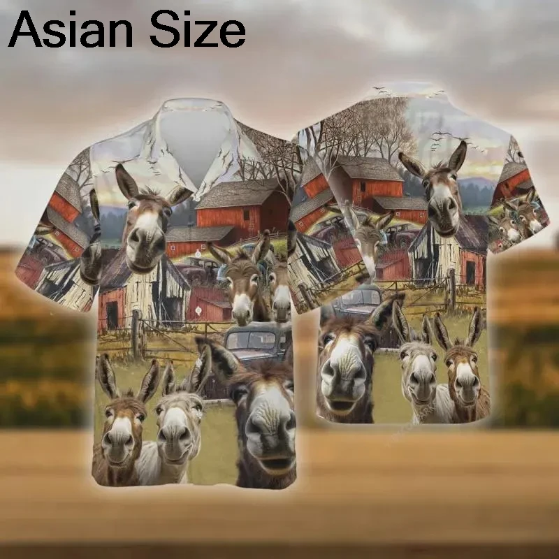 

Funny Donkey Hawaiian Shirts, Animal Beach Shirt For Men Women, Vintage Farm Summer Vacation Shirt, Country Farmer Gift Tee Tops
