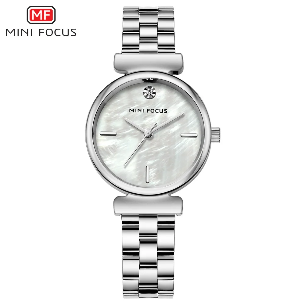 미니 포커스 0309 여성용 쿼츠 시계, 우아한 심플 스틸 스트랩 손목시계, 로즈 골드 실버 블루 블랙 시계, 여성용 선물