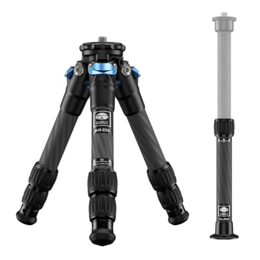

Lightweight Carbon Fiber Mini Travel Tripod with Two-Section Center Column Max Height 26 Supports 22lbs Black