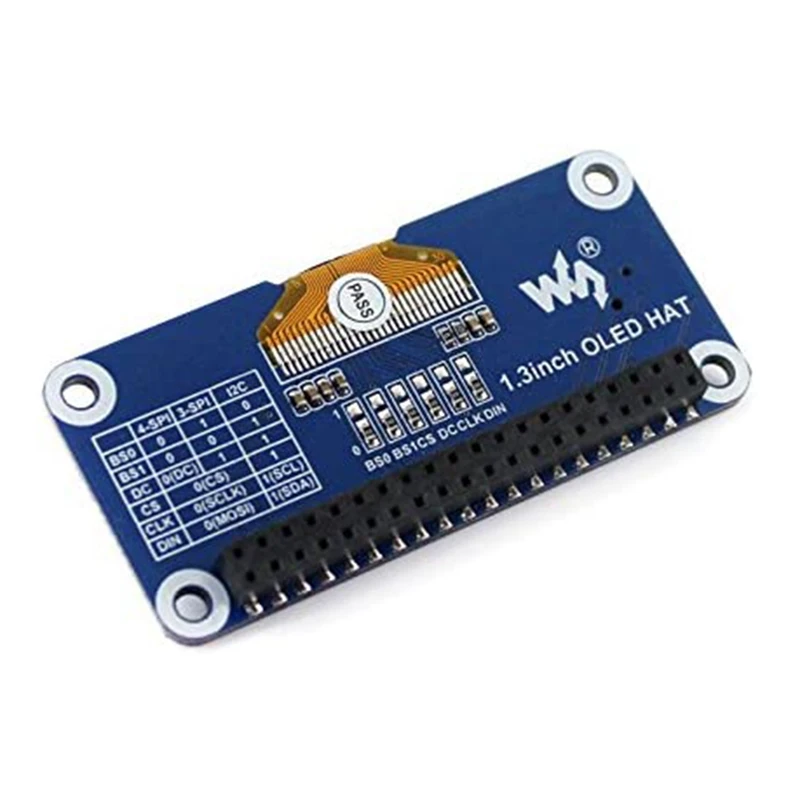 Waveshare 1.3Inch OLED Display HAT For Raspberry Pi, 128X64 Pixels, SPI/I2C Interface For Raspberry Pi 2 B / 3 B / ZERO / ZERO W