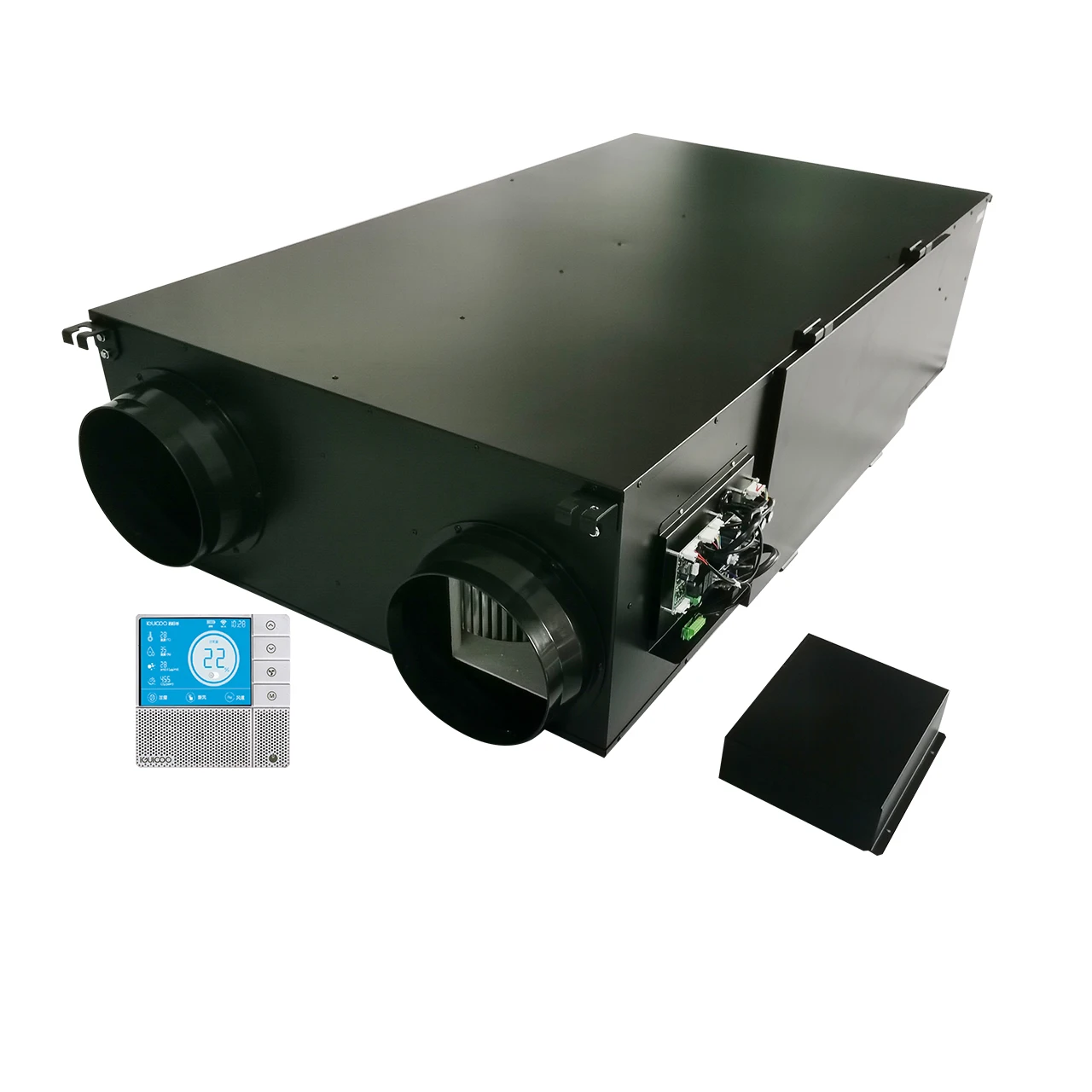 Sistema di ventilazione a recupero energetico 1000CMH montato a soffitto con filtro HEPA a recupero di calore per porta laterale e sensore di CO2