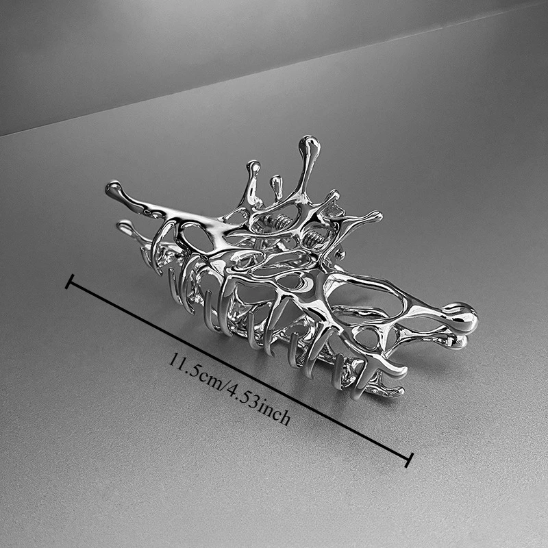 Unique High-end Liquid Metal Hair Claw Clips For Women, Large Shark Clips For Thick Hair, Elegant Updo Hair Accessories Present
