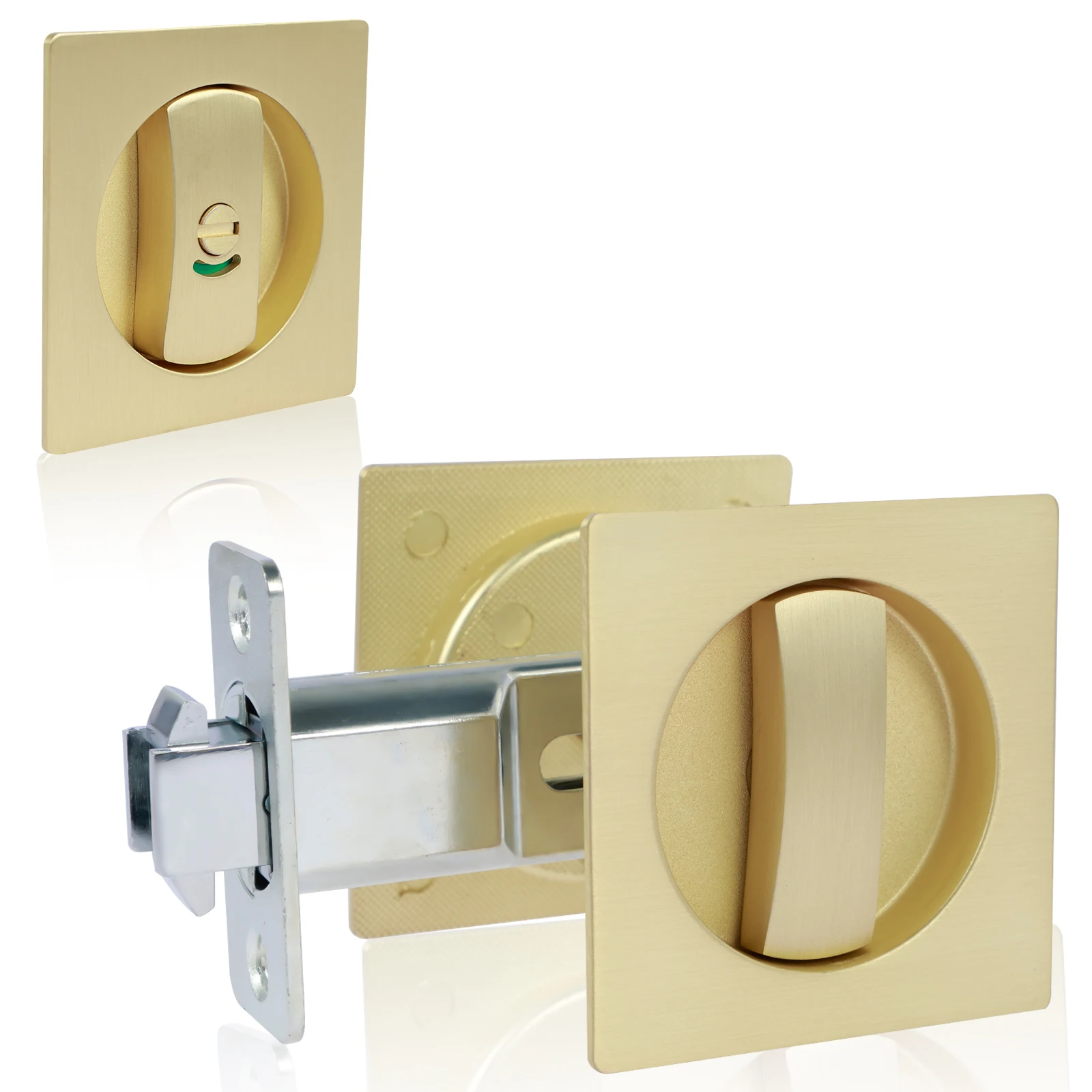 

Pocket Door Lock Privacy Door Hardware Suitable Recessed 2 Sided Brass Sliding Pocket Door Lock For Bath Bedroom Sliding Door