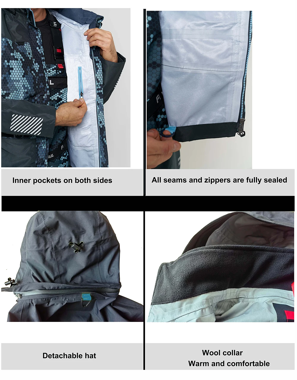 MUDWAY-Camogrey Jacke für ATV, UTV, Schlammreiten, Angeln, Jagd, Speedmaster, wasserdicht, atmungsaktiv, warm halten, Winterfrühling – Detail 10