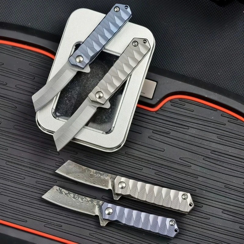 Damascus/D2 Blade Folding Pocket Outdoor Camping Hiking Fishing Survival Knife Hunting Portable Utility Fruit Knives EDC Tools view 4