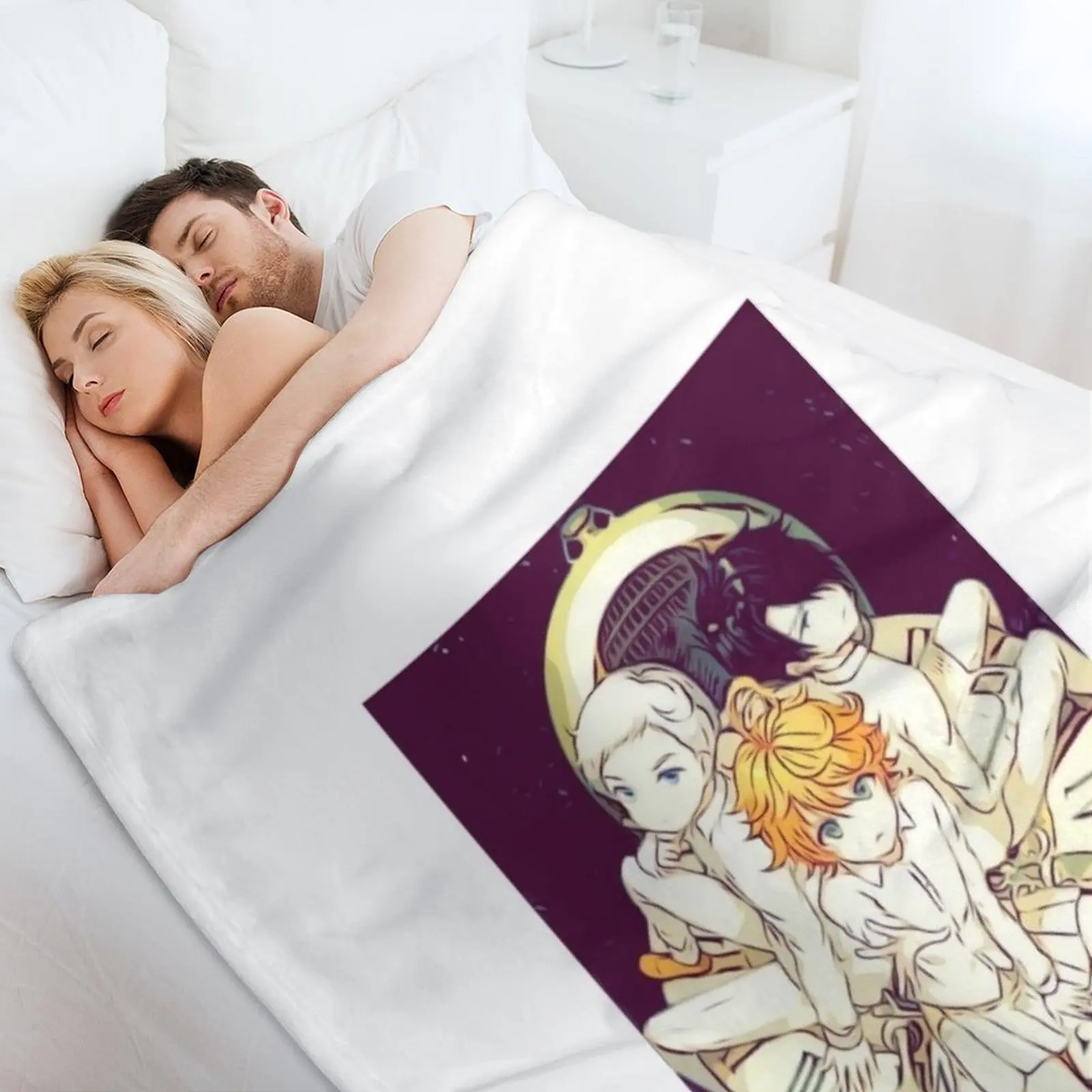 ياكوسوكو نو نيفرلاند | نيفرلاند الموعودة - إيما، نورمان آند راي (رسم) رمي بطانية منقوشة لحاف ديكور البطانيات #4