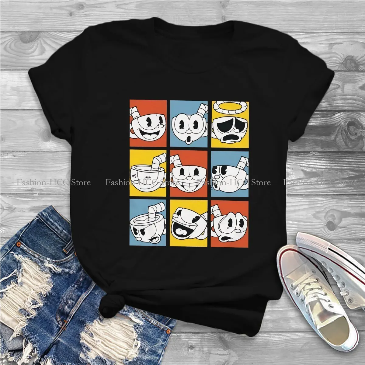 The Show O Neck Polyester TShirt Cuphead Original T Shirt Women Clothes Individuality