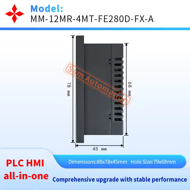 2.8'' Touch Screen PLC HMI All In One for Small Machine Automation Controller, Built-In Analog, 7/9 I/O, 2 Axis 100K for Motor - Image 4