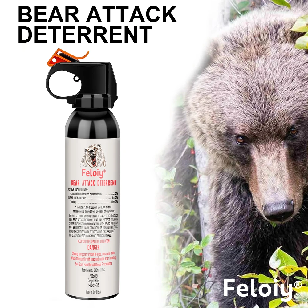 330ML Bear Spray, Maximum Strength, Extra Long Range Bear Deterrent, Outdoor Camping and Hiking Protection, Quick Draw Holster