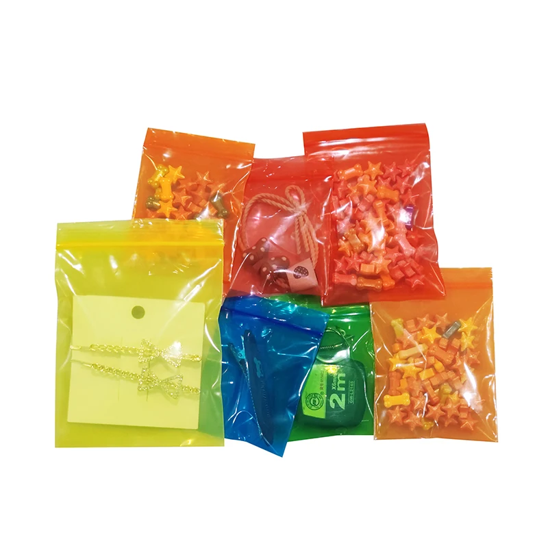 200Pcs Resealable Plastic Colours Zip Lock Bags Clear Food Biscuit Candy Jewelry Gifts Photo Battey PE Storage Packaging Pouches