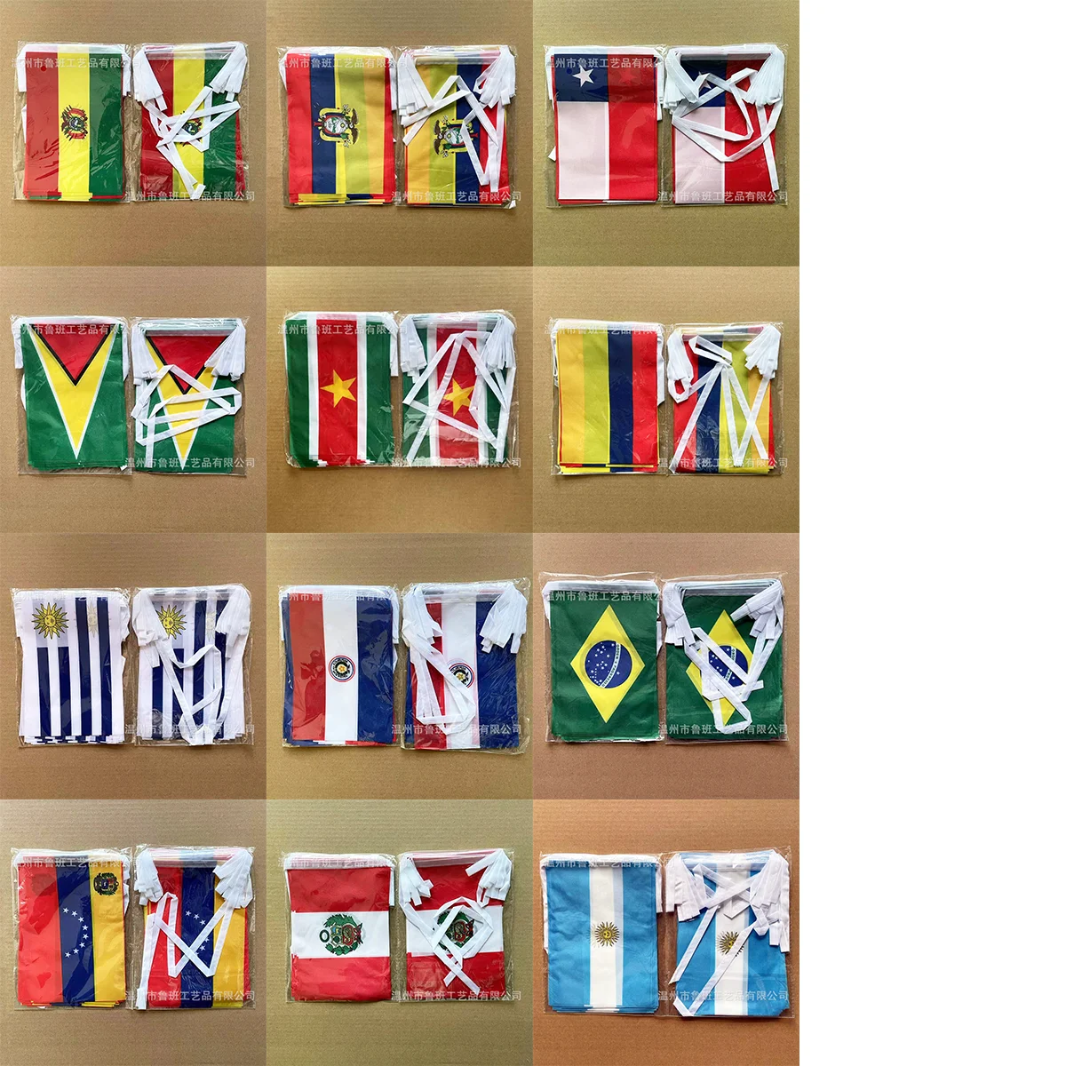 South America bunting flags 14x21cm 20pcs/package polyester fabric - all South America national string flags for celebrations