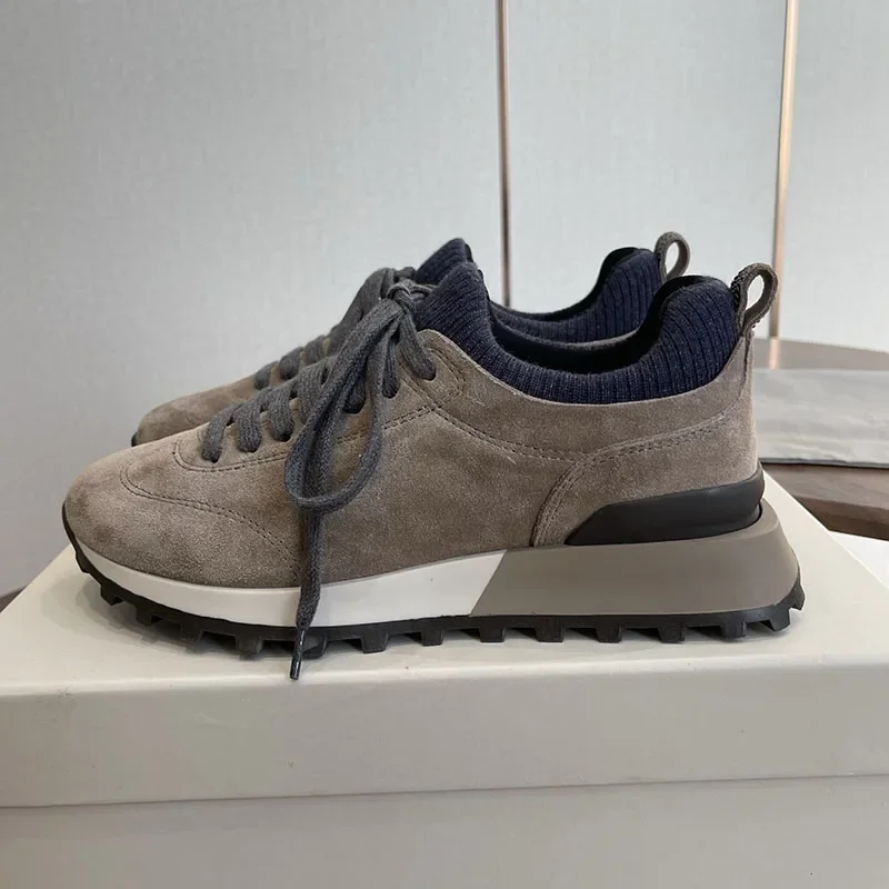 Flat Thick Bottom Casual Shoes Women Lace Up Knitting Round Toe String Bead Decor Breathable Sneakers Vacation Walking Shoes