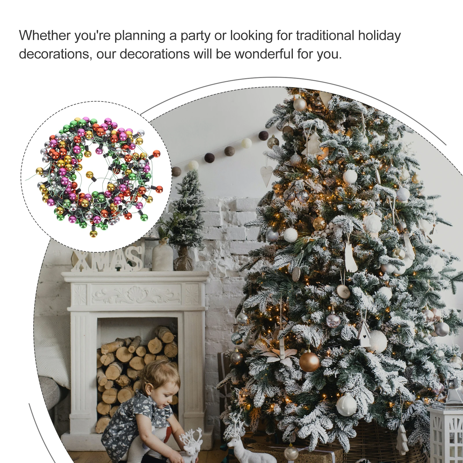 1set 5M Simulated String Christmas Tree Wrapping Fake Light Pendant Non Lighting Holiday Decorations Xmas Hanging