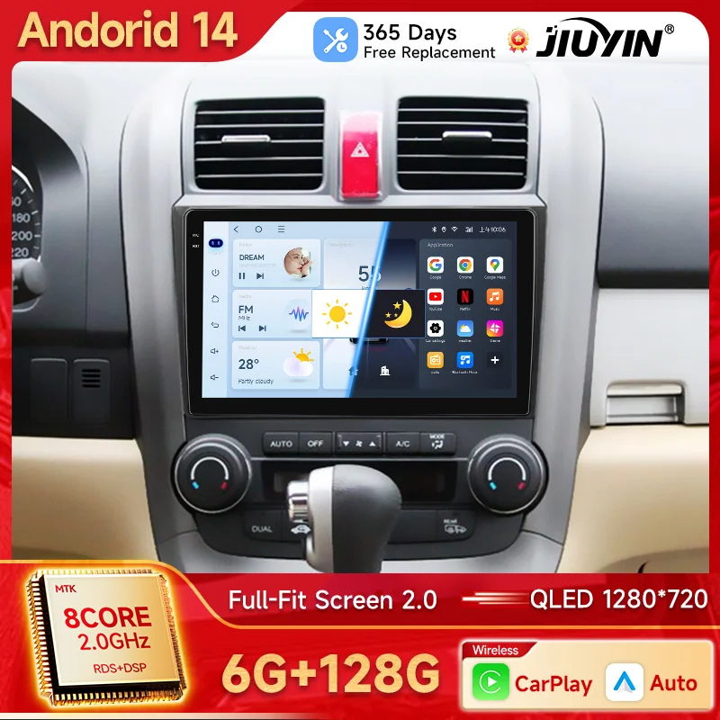 

JIUYIN Android Carplay Car Radio For Honda CR-V 3 RE CRV 2007-2011 Multimedia Video Player 2 Din Navigation GPS DVD Head Unit