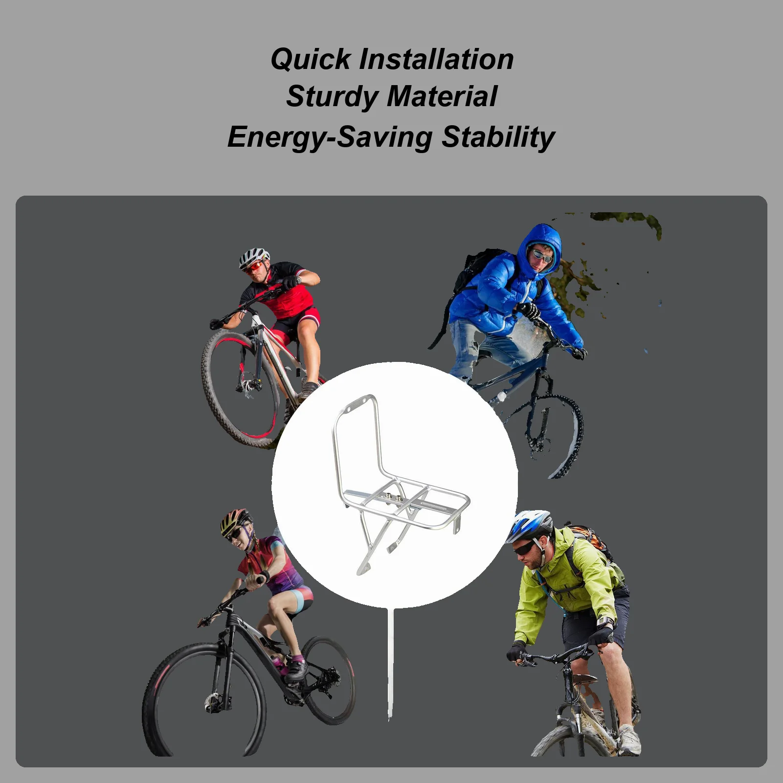 

Передняя стойка для велосипеда, багажник из алюминиевого сплава, сверхмощный багажник для велосипеда для туризма, езды на велосипеде, поездок на работу, покупок, путешествий