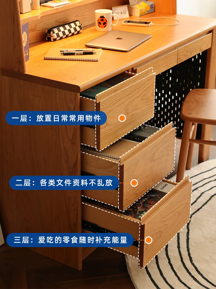 مكتب من الخشب الصلب الاسكندنافي، خزانة كتب منزلية صغيرة، رف كتب، مكتب كمبيوتر متكامل للدراسة #4