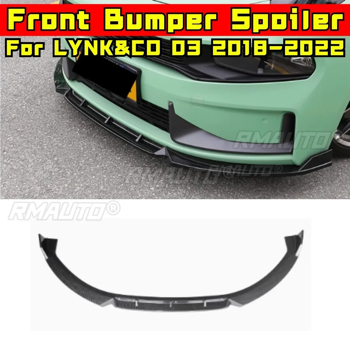 For LYNK&CO 03 2018-2022 Car Front Bumper Lip Splitter Diffuser Spoiler Body Kit Bumper Cover Sports Style Modification Part