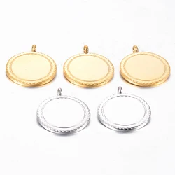 5 pcs/lot Mirror stainless steel 25mm Disc round Pendant Blank Dog Tags Necklace DIY Jewelry Lace Geometric Accessories