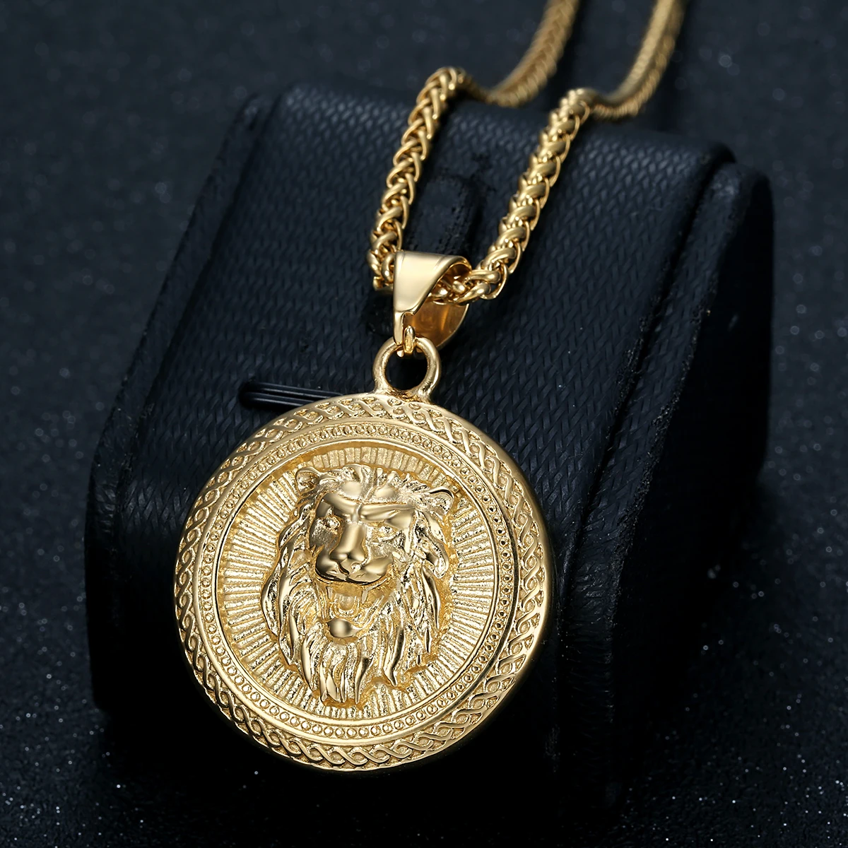 

Men's 316L Stainless Steel lion Pendant Necklace Hip Hop 18K Pvd Gold Plated Berserk Jewelry Tarnish Free