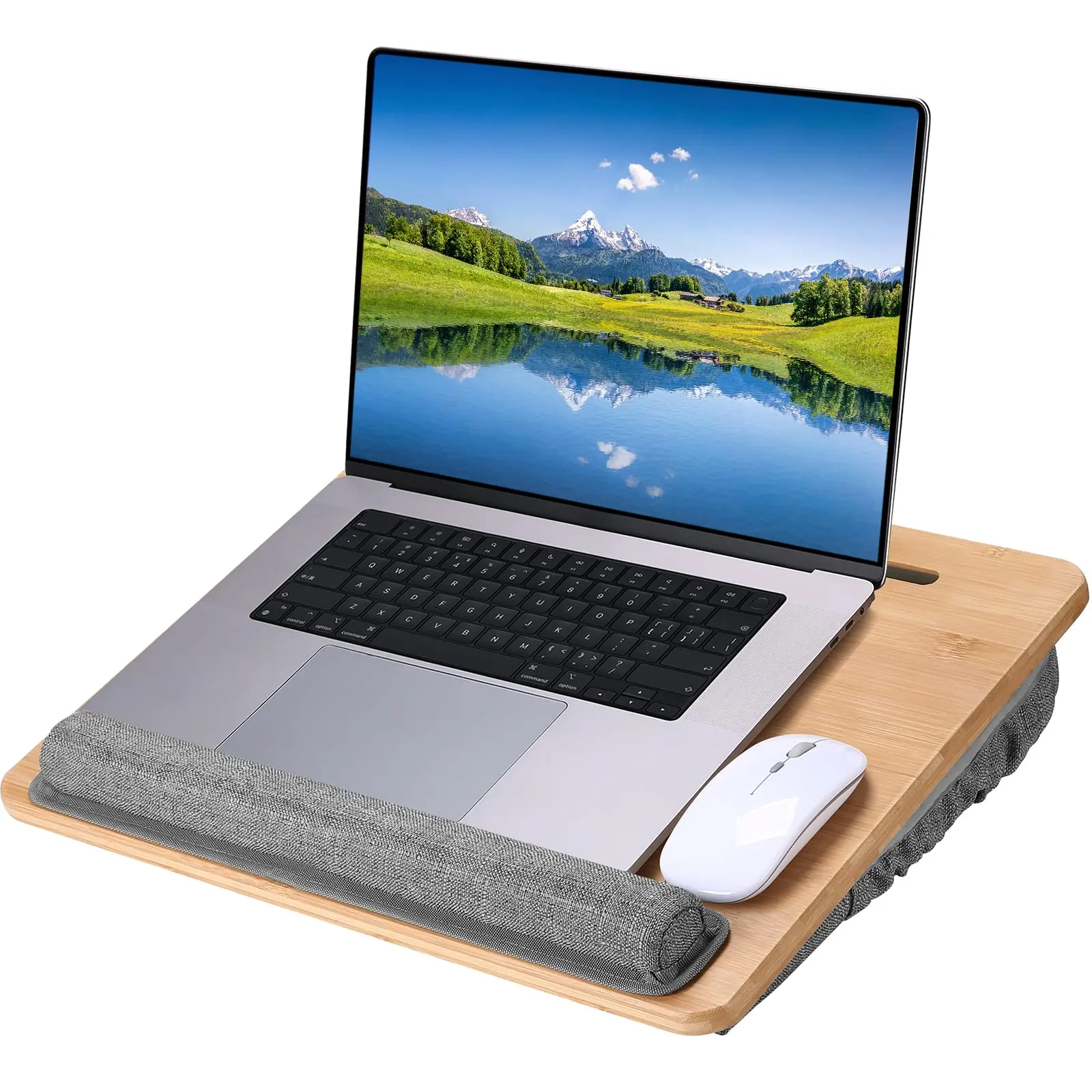 

Горячий стол для ноутбука с подушкой и подставкой для запястий, стол для кровати и дивана, портативный стол для ноутбука с прорезью для планшета