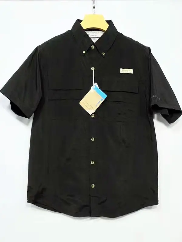 Csa de manga corta para hombre, informal, hoada, de talla ande, con doble bolsillo, de secado rápido, estilo urbano, p...